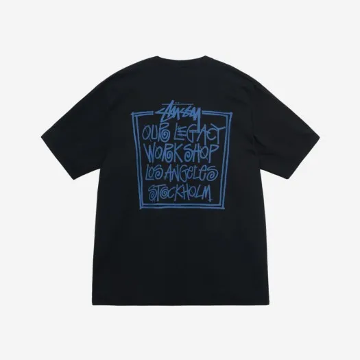 스투시 x 아워레가시 프레임 피그먼트 다이드 티셔츠 블랙