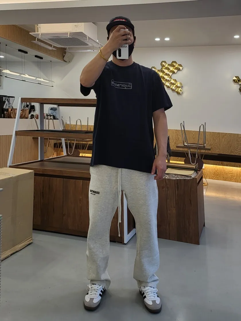 슈프림 x 카우스 초크 로고 티셔츠 네이비 - 21SS thumbnail 2