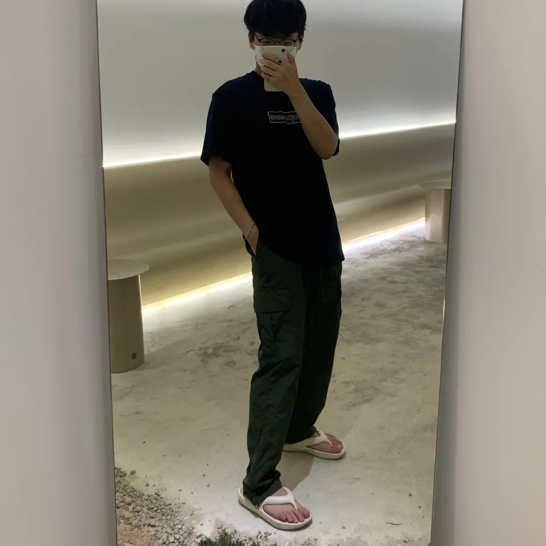 슈프림 x 카우스 초크 로고 티셔츠 네이비 - 21SS thumbnail 8