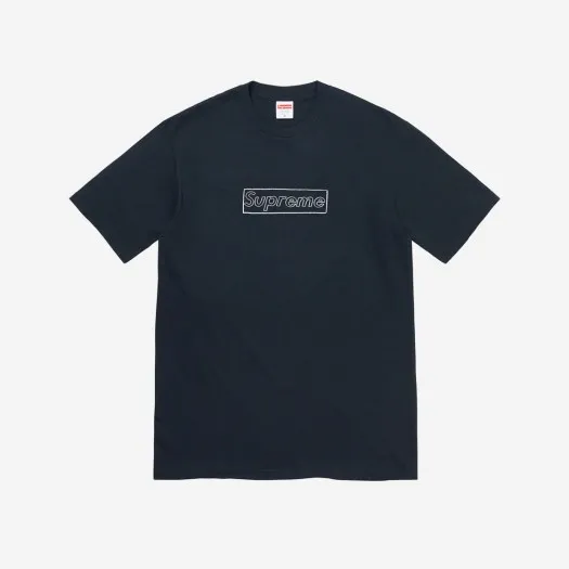 슈프림 x 카우스 초크 로고 티셔츠 네이비 - 21SS