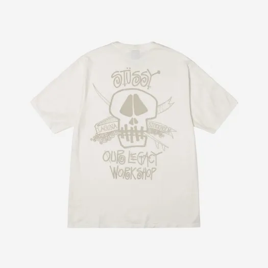 스투시 x 아워레가시 워크샵 서프 스컬 피그먼트 다이드 티셔츠 내츄럴