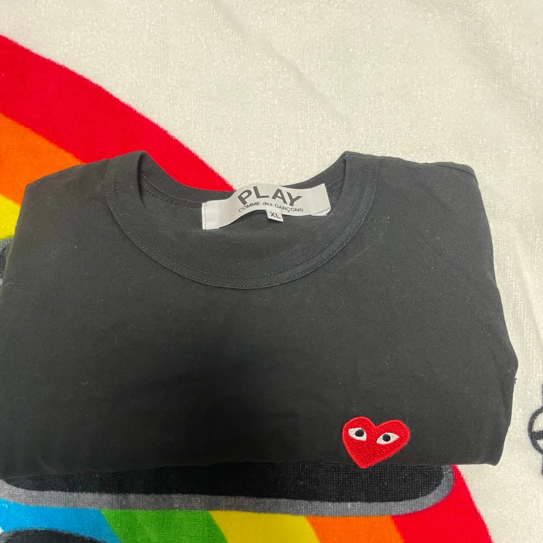 플레이 꼼데가르송 레드 하트 티셔츠 블랙 thumbnail 6