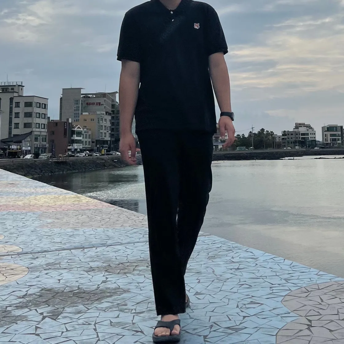 메종 키츠네 폭스 헤드 패치 클래식 폴로 블랙 thumbnail 5