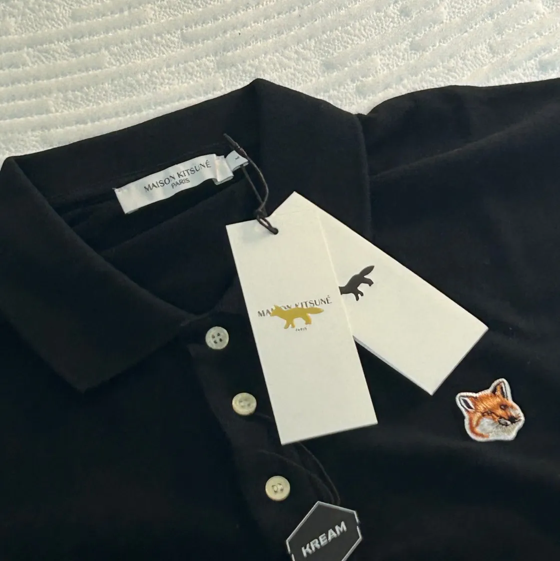 메종 키츠네 폭스 헤드 패치 클래식 폴로 블랙 thumbnail 6