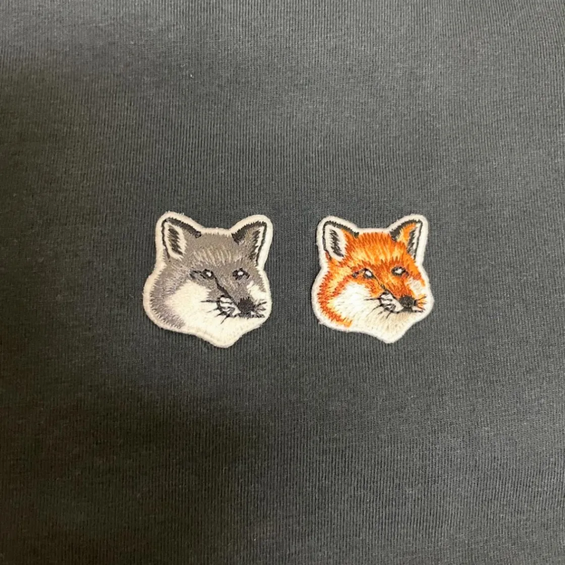 메종 키츠네 더블 폭스 헤드 패치 클래식 티셔츠 앤트러사이트 thumbnail 2