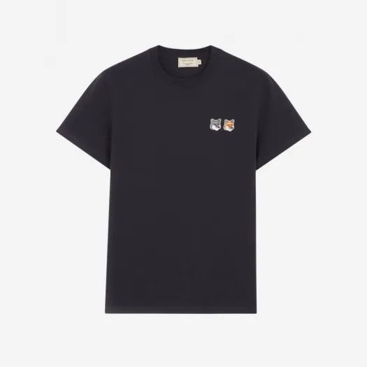 메종 키츠네 더블 폭스 헤드 패치 클래식 티셔츠 앤트러사이트