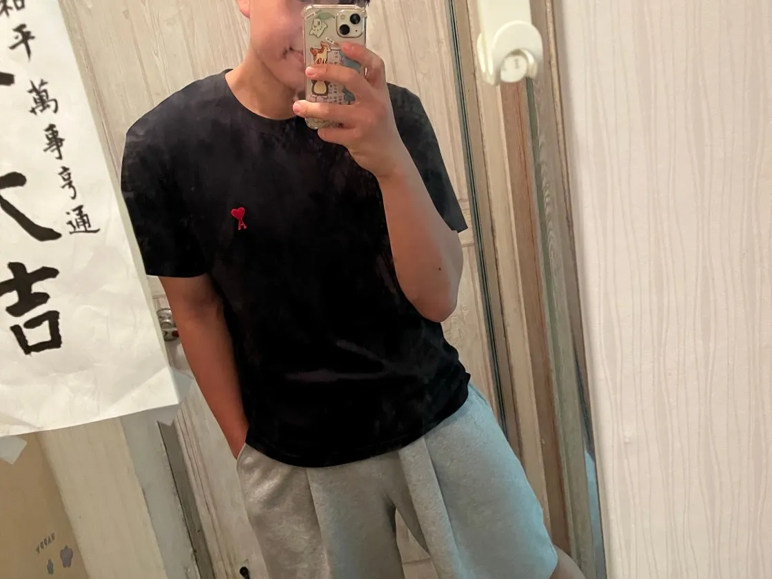 아미 스몰 하트 로고 티셔츠 블랙 thumbnail 3