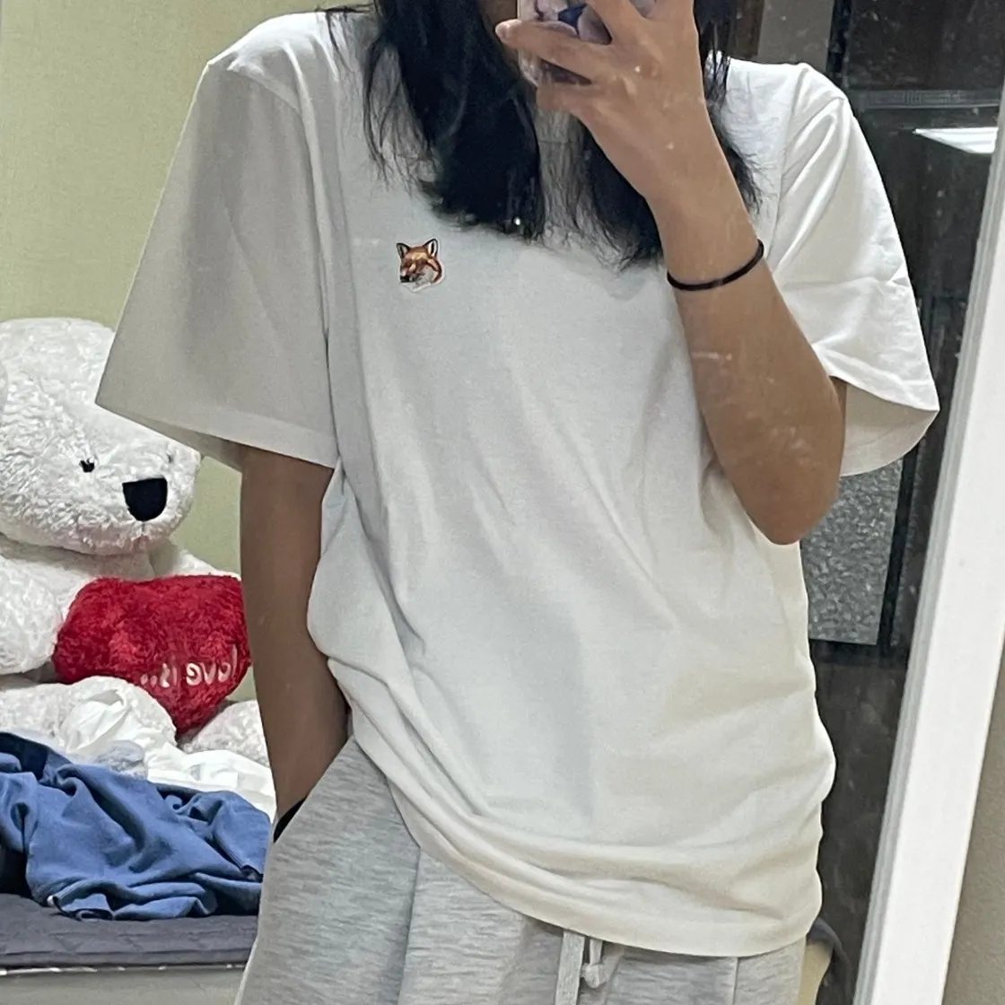 메종 키츠네 폭스 헤드 패치 클래식 티셔츠 화이트 thumbnail 3