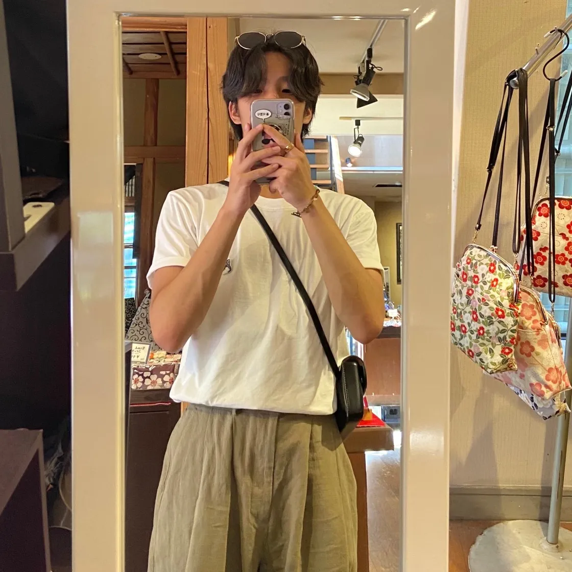 메종 키츠네 더블 폭스 헤드 패치 클래식 티셔츠 라떼 thumbnail 3