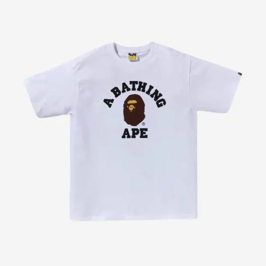 베이프 피그먼트 컬리지 티셔츠 화이트