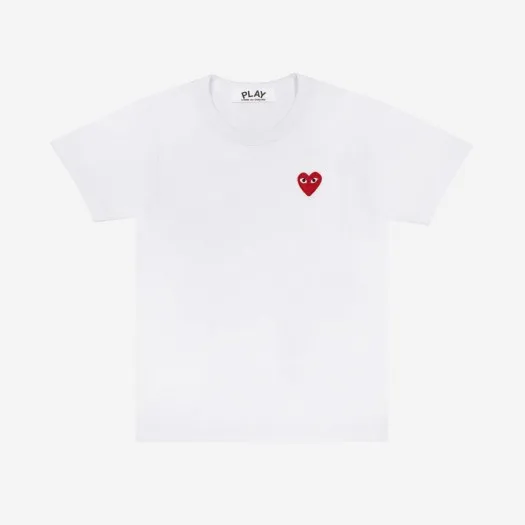 플레이 꼼데가르송 레드 하트 티셔츠 화이트