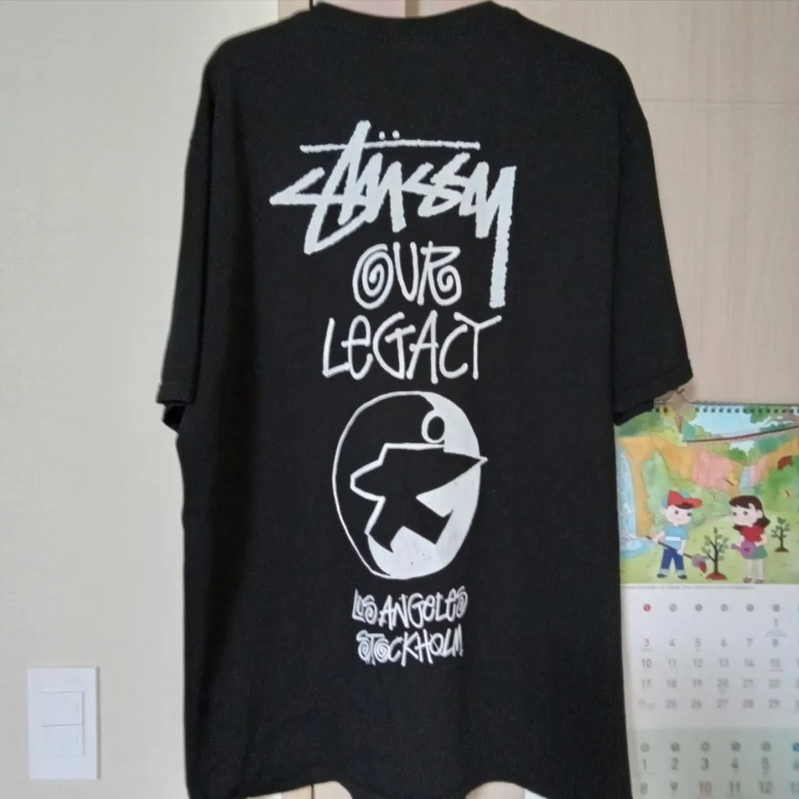 스투시 x 아워레가시 서프맨 피그먼트 다이드 티셔츠 블랙 thumbnail 3