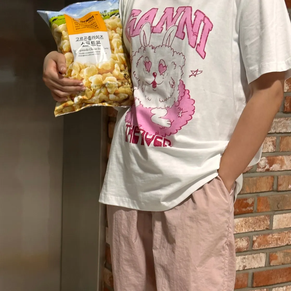 가니 릴렉스드 러브 버니 티셔츠 브라이트 화이트 thumbnail 3