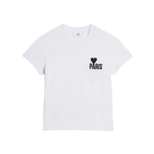 아미 파리 스몰 하트 로고 티셔츠 화이트