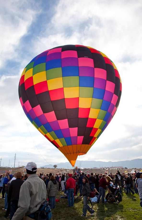 Colorful hot-air balloons in flight