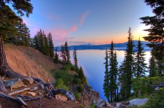 Panoramic view across Crater Lake