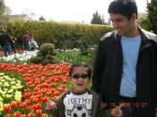 SON AND DAD IN TULIPS