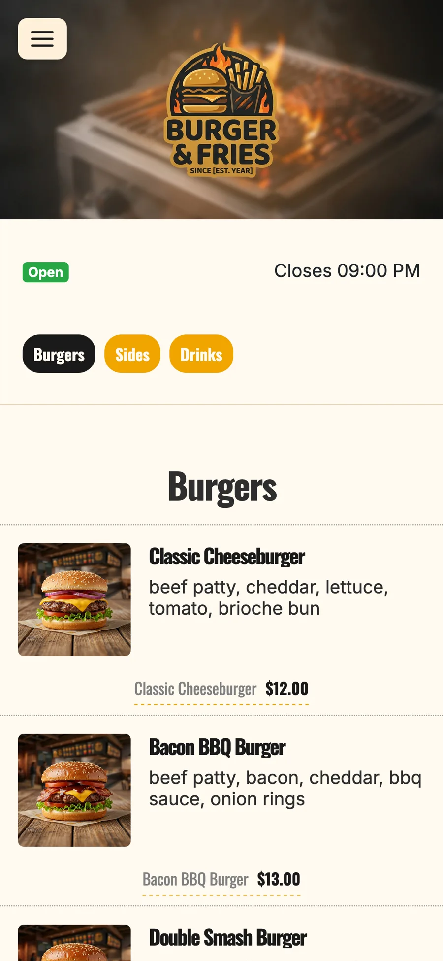 Demo Burger & Fries