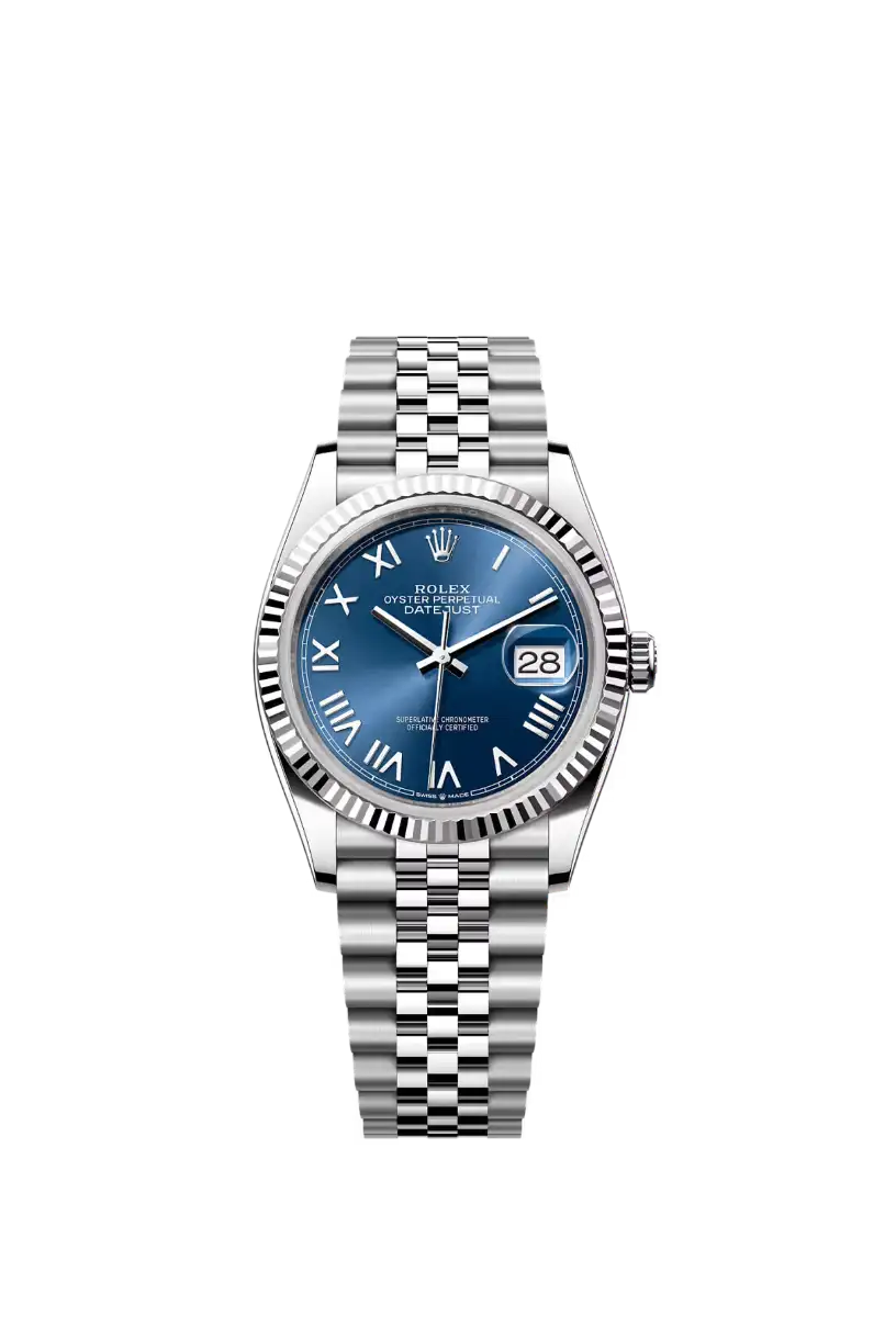 BRIGHT BLUE ROMAN FLUTED BEZEL 36MM JUBILEE