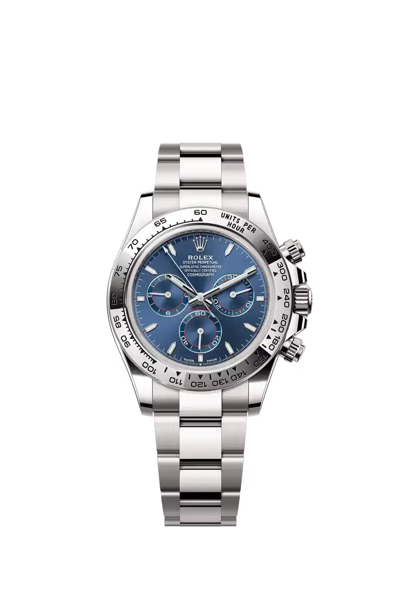 WHITE GOLD BRIGHT BLUE DIAL.