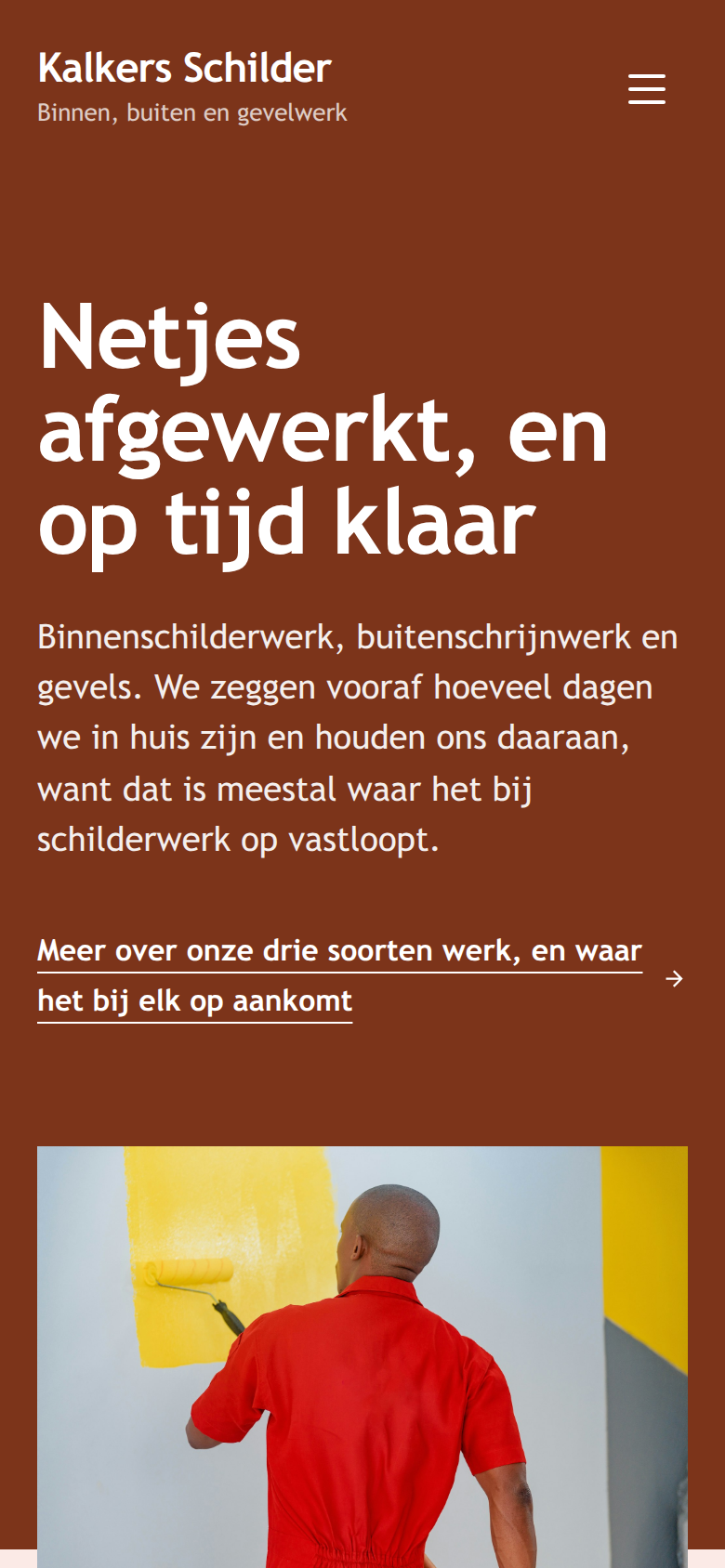 Dezelfde pagina op een telefoon, voor een schilder