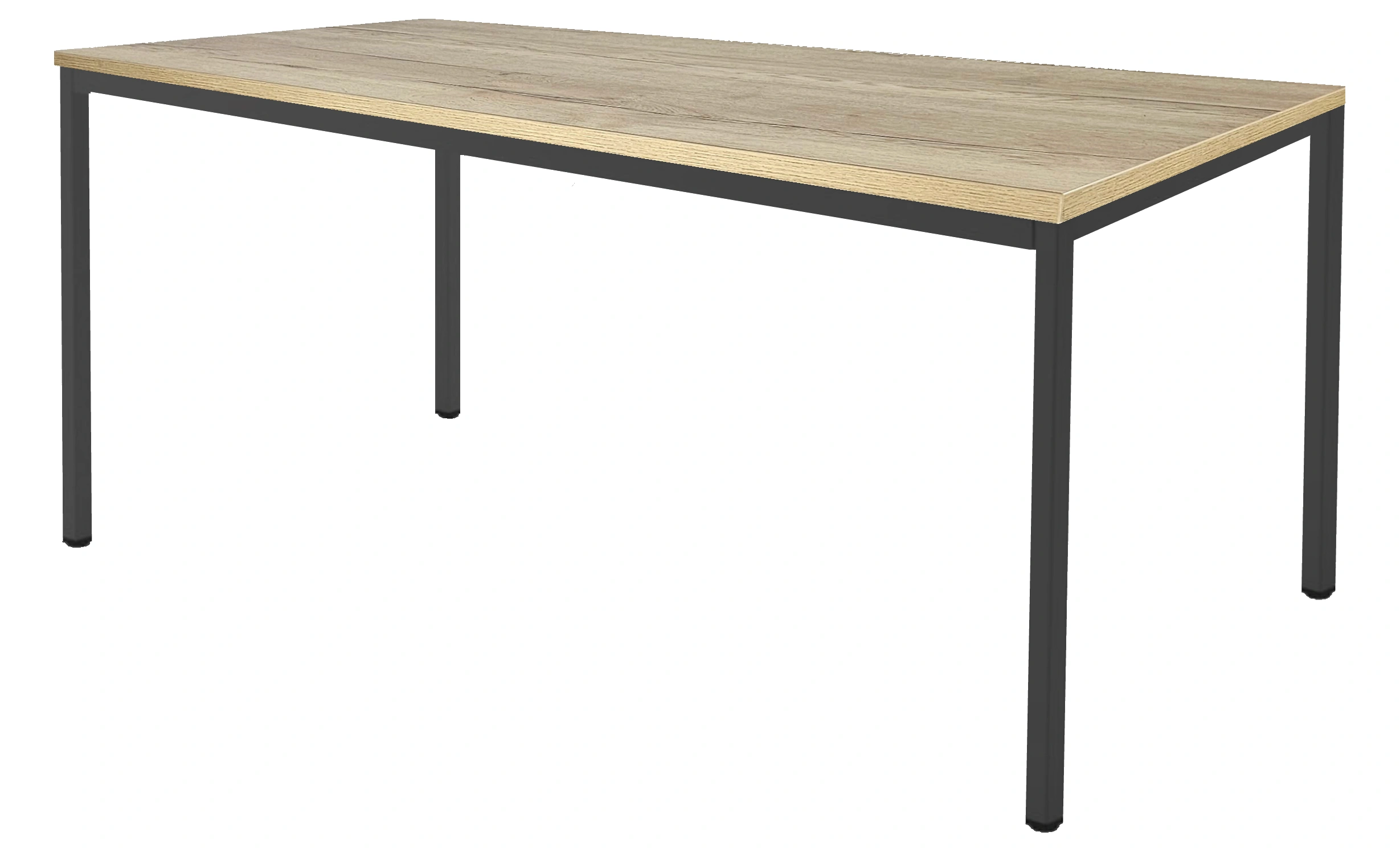 Budget 4-poots Vergadertafel recht 200x100cm Zwart Natuur eiken