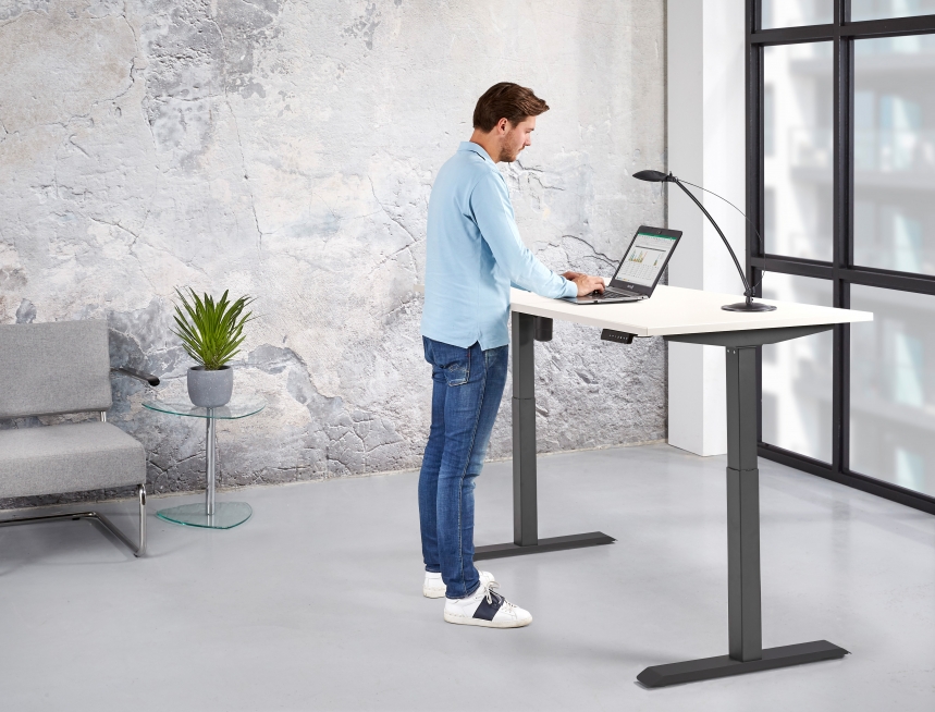 Zit-Sta Bureau Elektrisch 'Basic' 120x80cm Wit - Natuur eiken