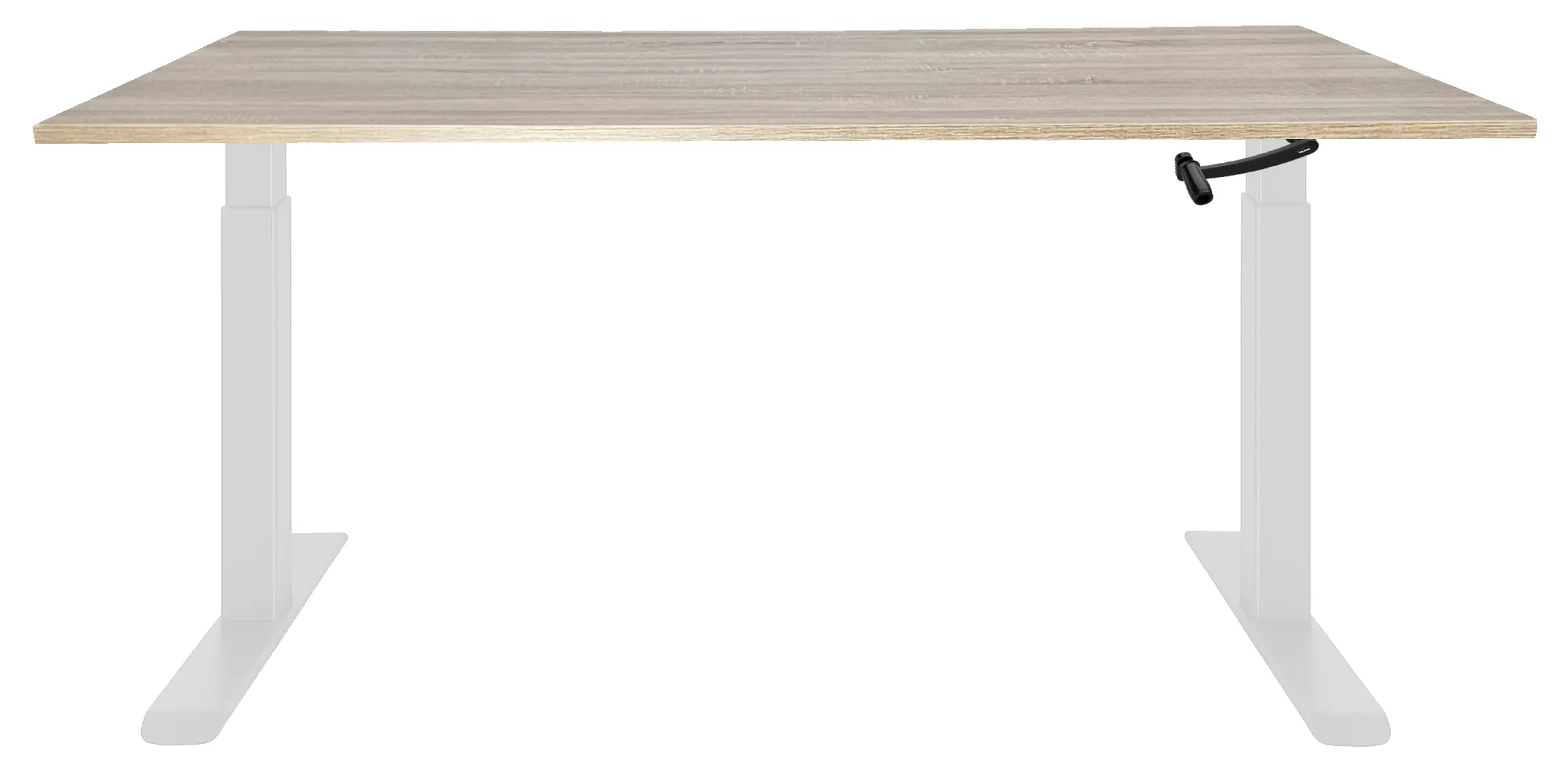 Zit-Sta Bureau Slinger Verstelbaar 200x80cm Wit - Midden eiken