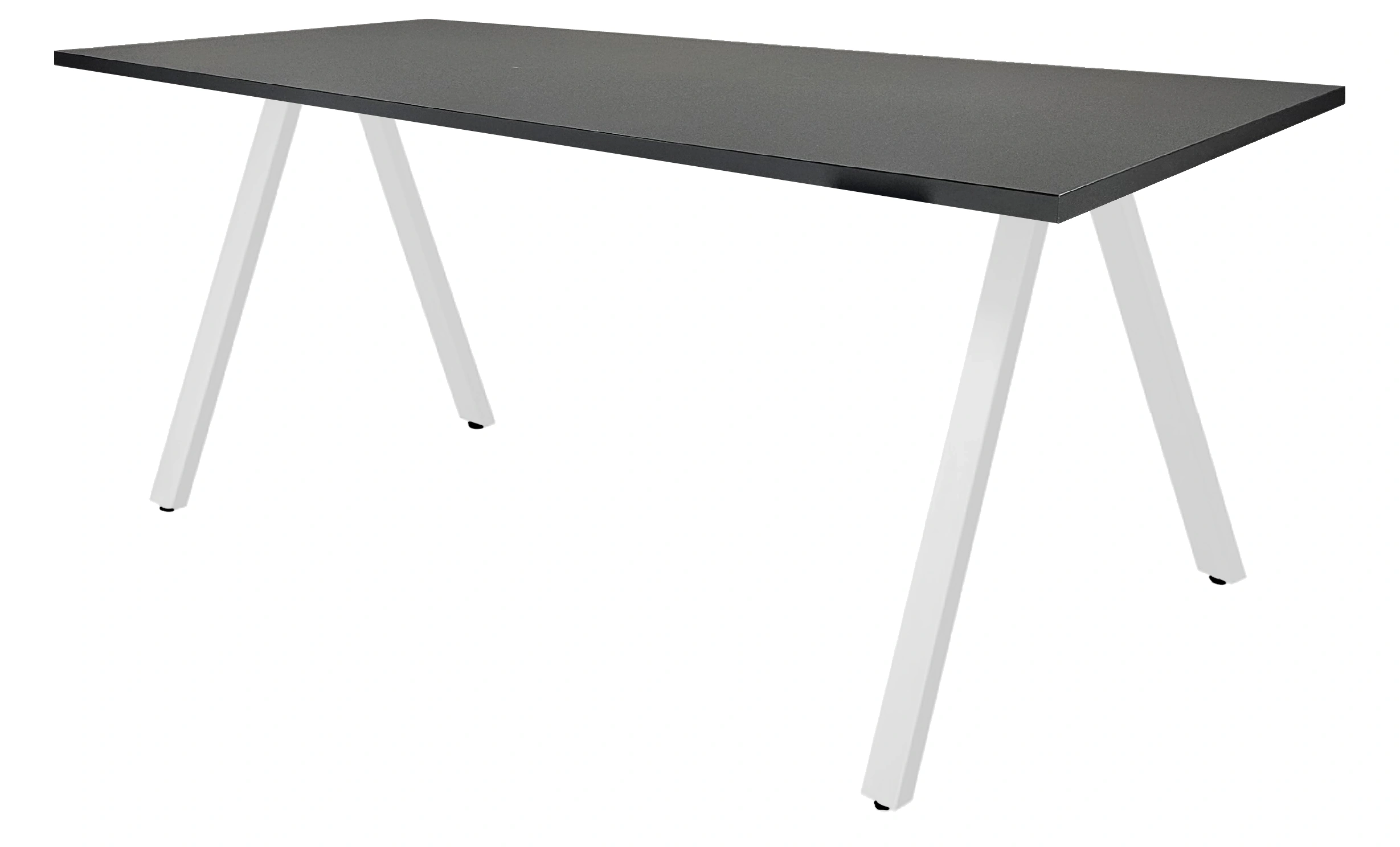 V-poot Kantinetafel recht 180x80cm Wit Zwart