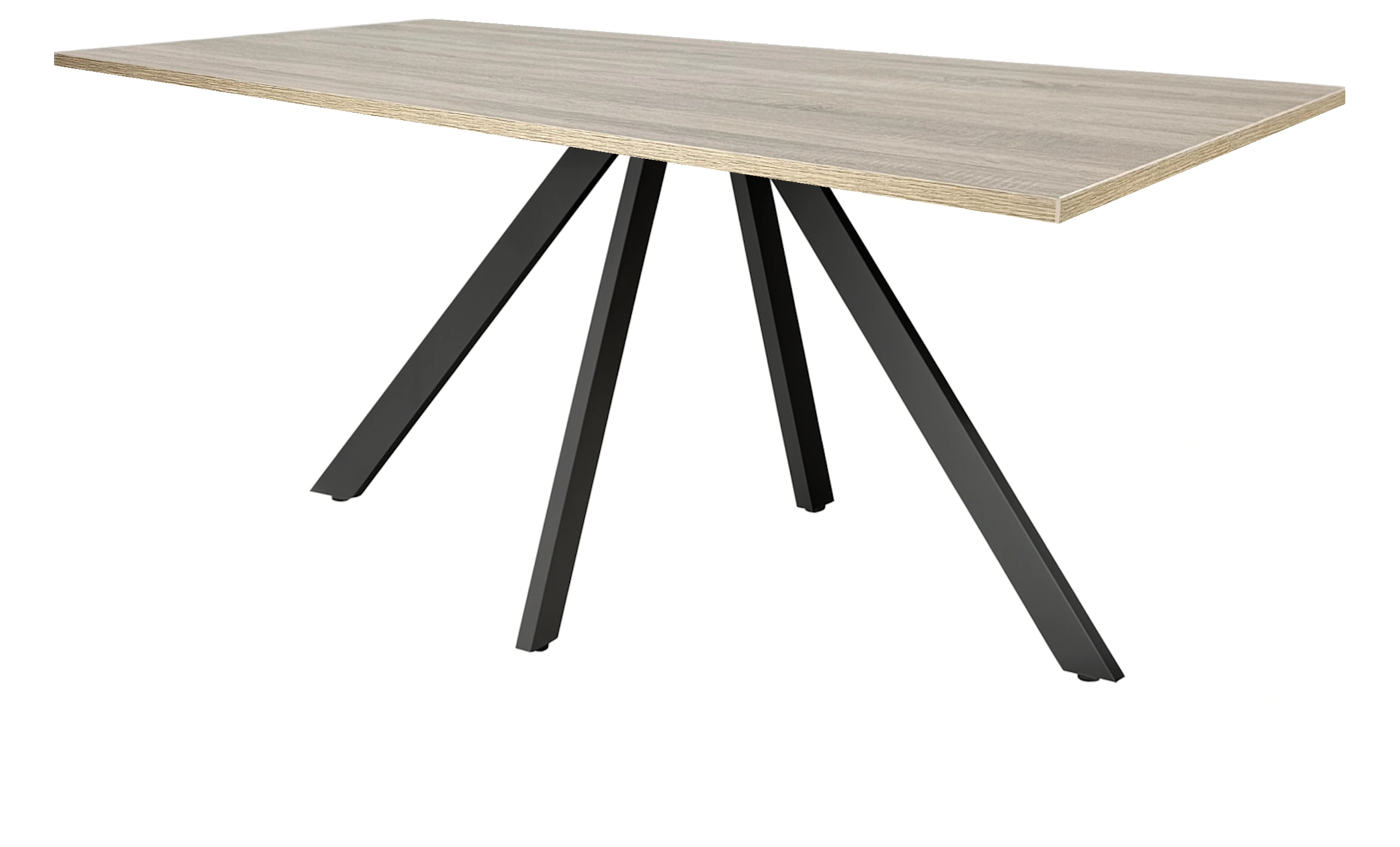 Spinpoot Vergadertafel recht 180x80cm Zwart Midden eiken
