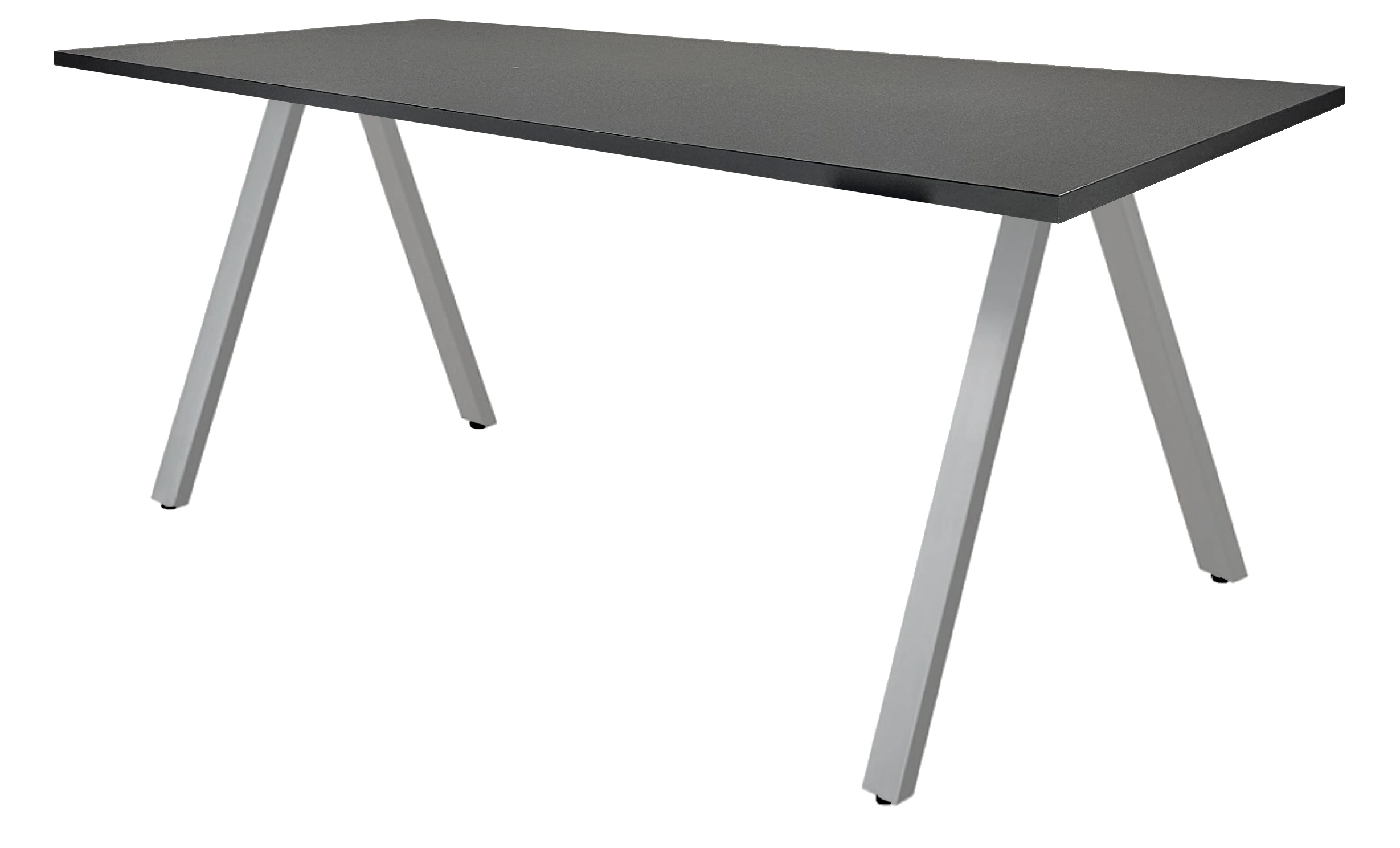 V-poot Vergadertafel recht 180x80cm Aluminium Zwart