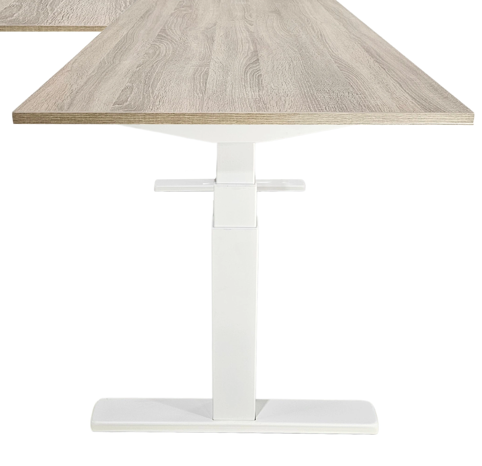 Elektrisch zit-sta Hoekbureau 200x200cm Wit Midden eiken