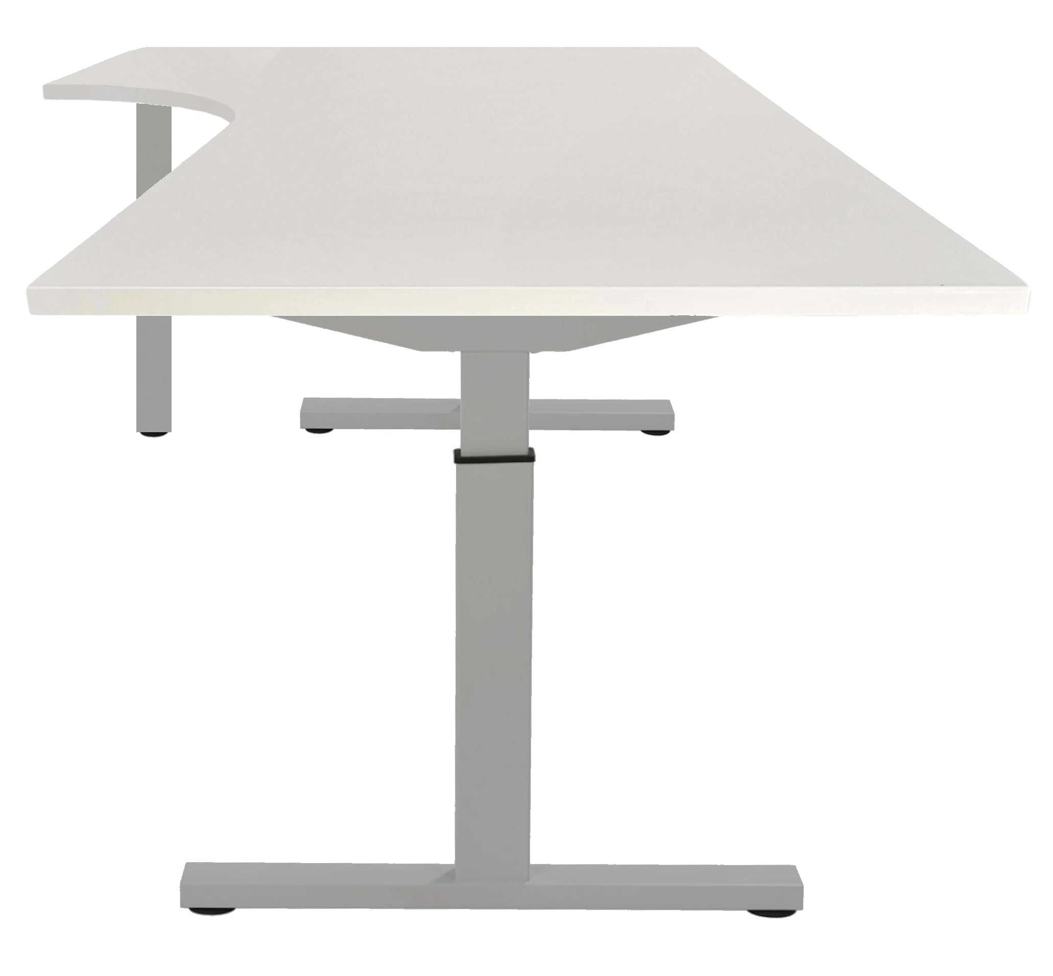 Vamo T-poot Verstelbaar Hoekbureau 180x200cm (met ronde hoek) Aluminium Wit