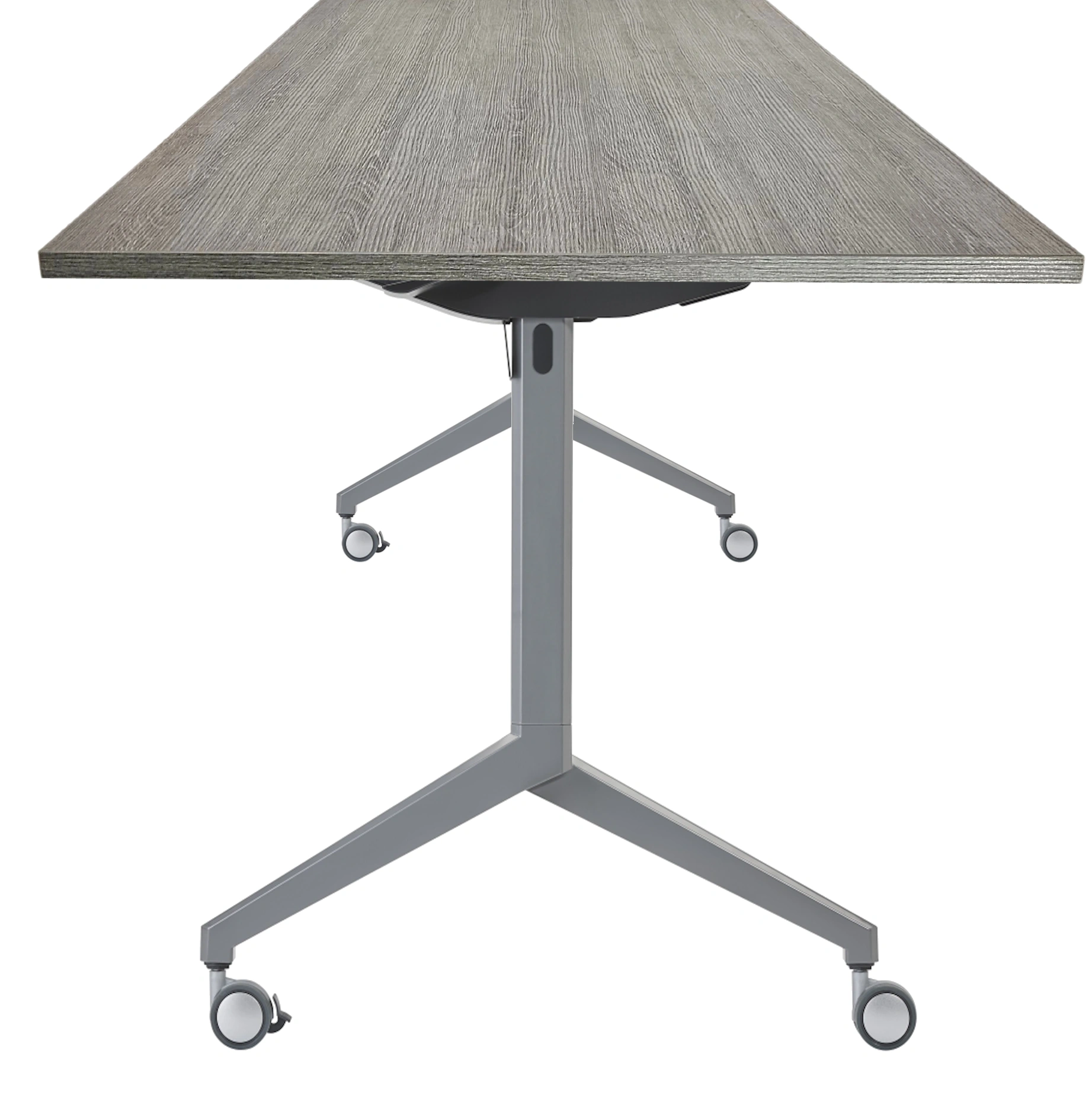 Inklapbare en verrijdbare Vergadertafel recht 200x80cm Aluminium Bruin eiken