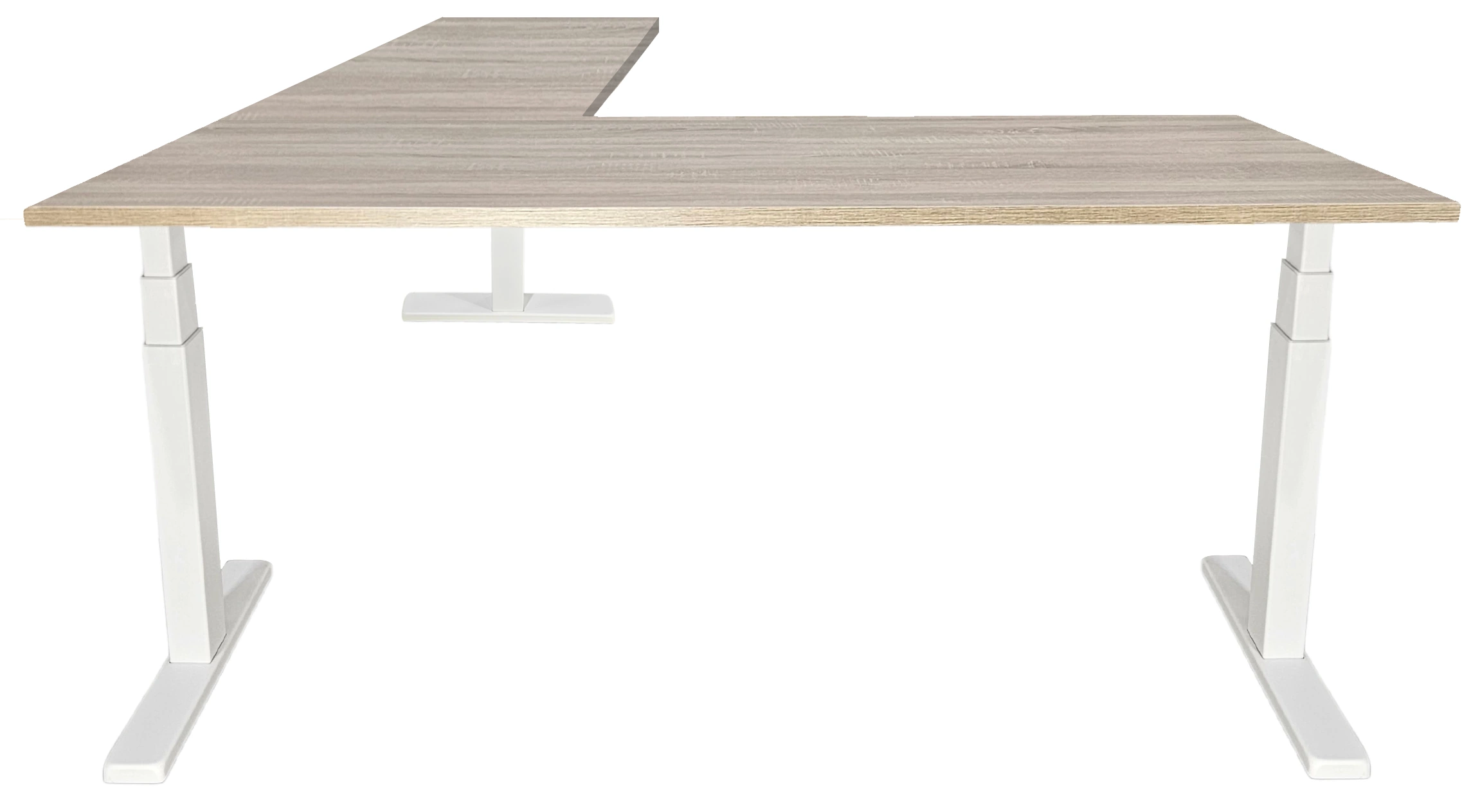 Elektrisch zit-sta Hoekbureau 200x200cm Wit Midden eiken