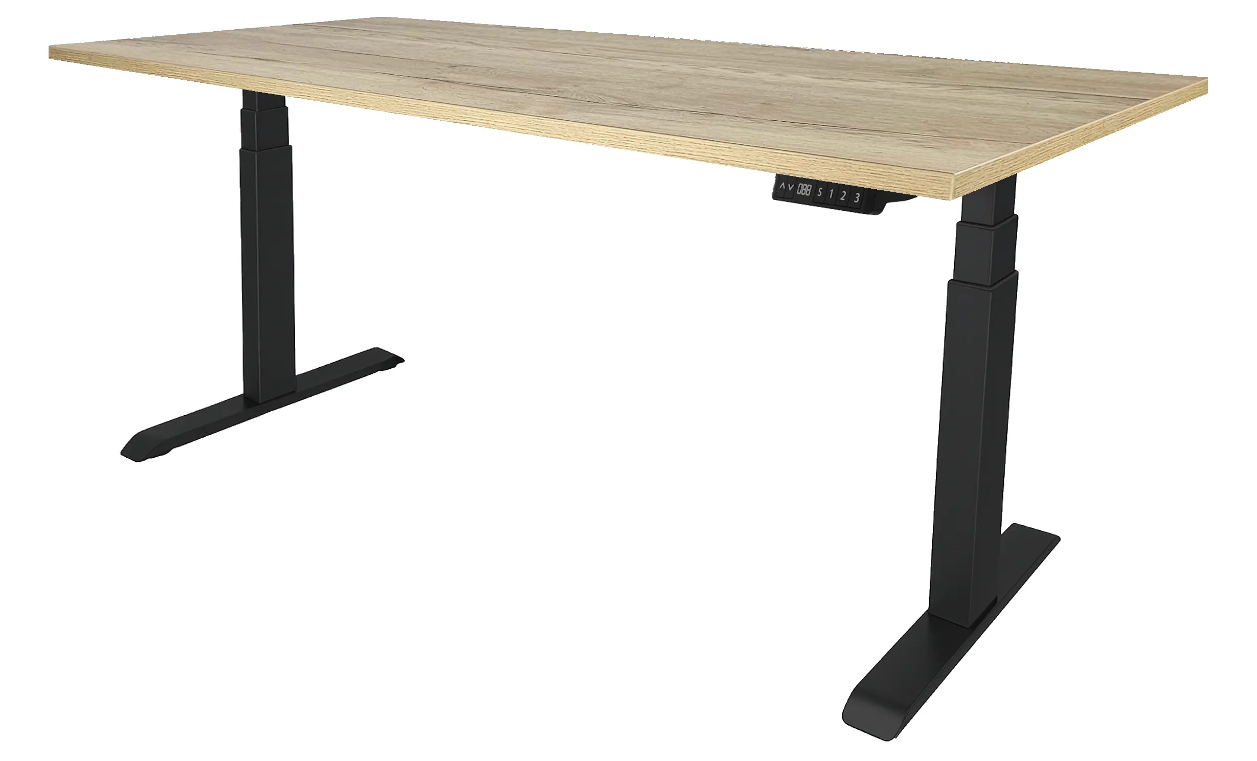 Zit-Sta Bureau Elektrisch 'Professional' EN-527 120x80cm Zwart - Natuur eiken