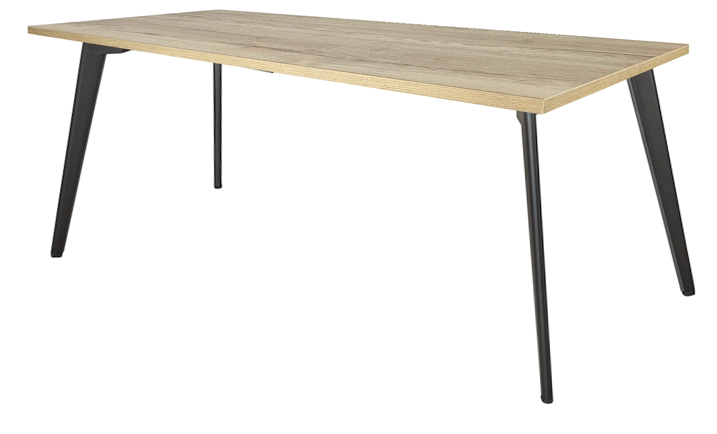Real-poot Vergadertafel recht 160x80cm Zwart Natuur eiken