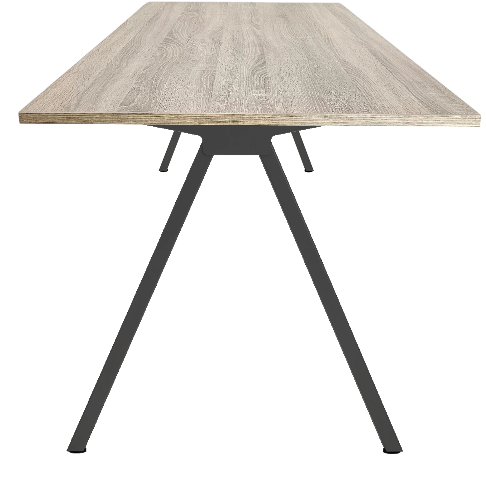 V-poot Vergadertafel recht 200x100cm Zwart Midden eiken