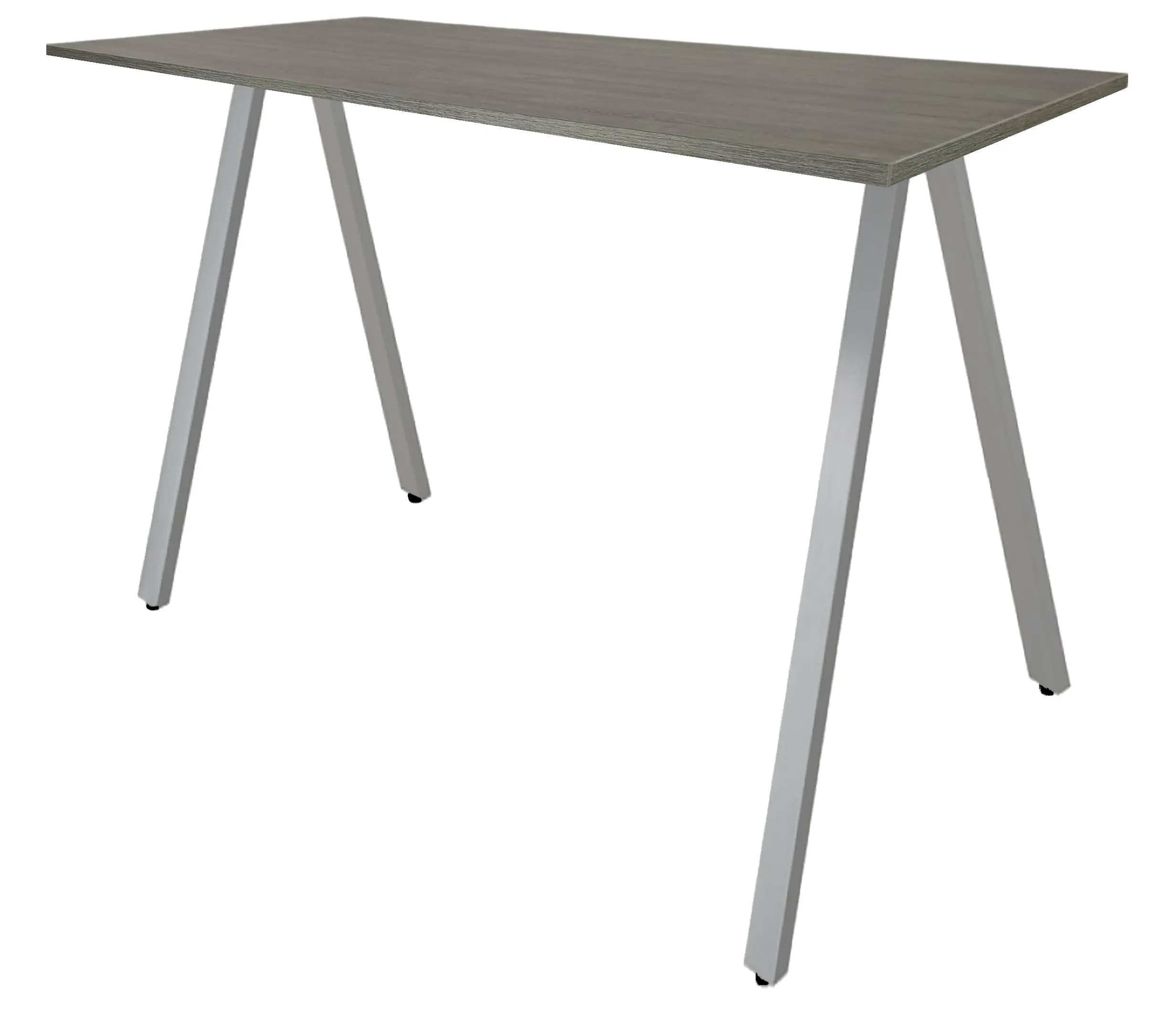 V-poot Hoge tafel recht 160x80cm Aluminium Bruin eiken