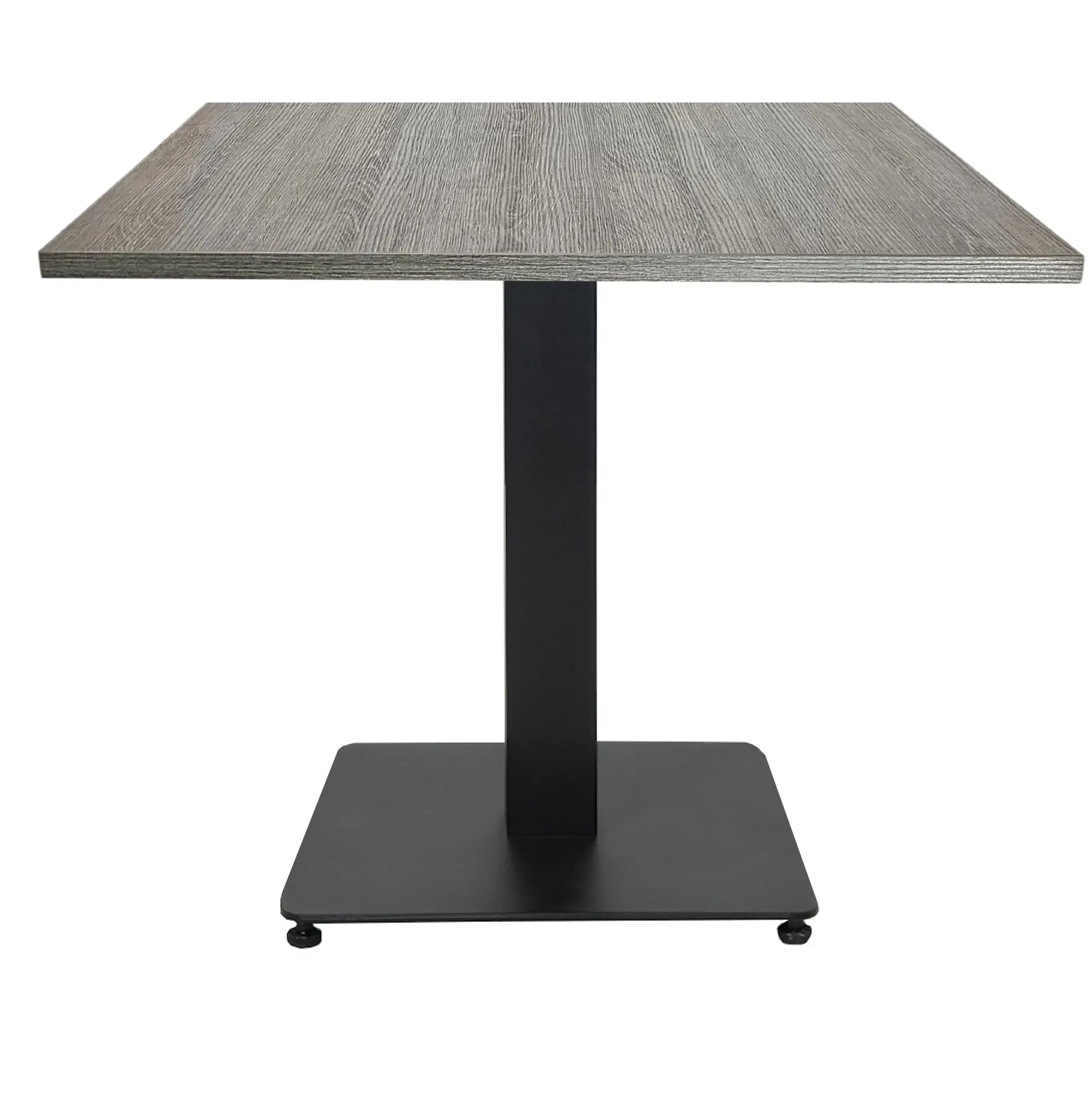 Lage Horecatafel met kolompoot 60x60cm Zwart Bruin eiken