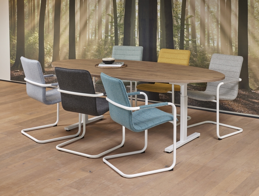 Vamo T-poot Vergadertafel Ovaal 220x110cm Aluminium - Pine