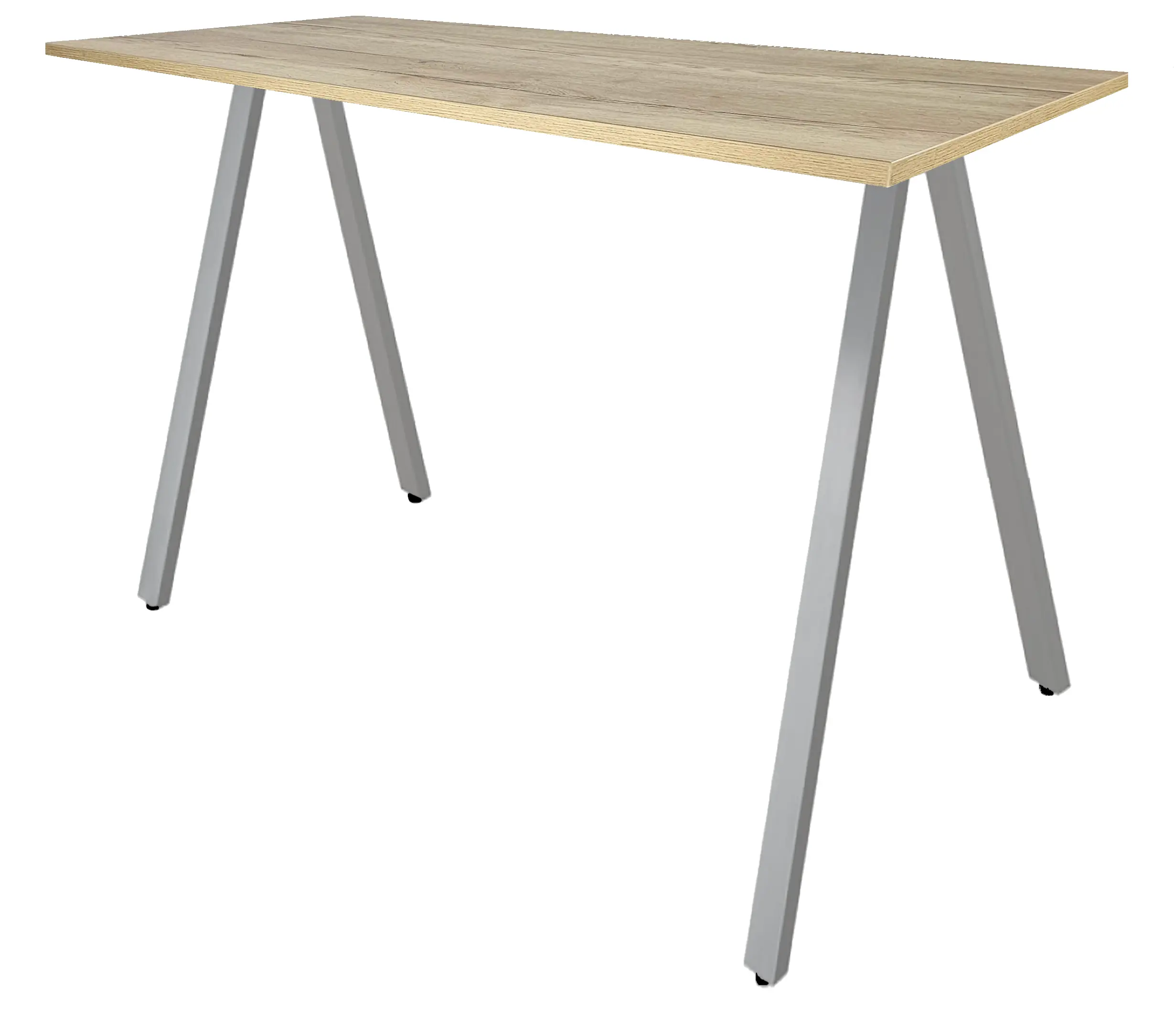 V-poot Statafel recht 140x80cm Aluminium Natuur eiken