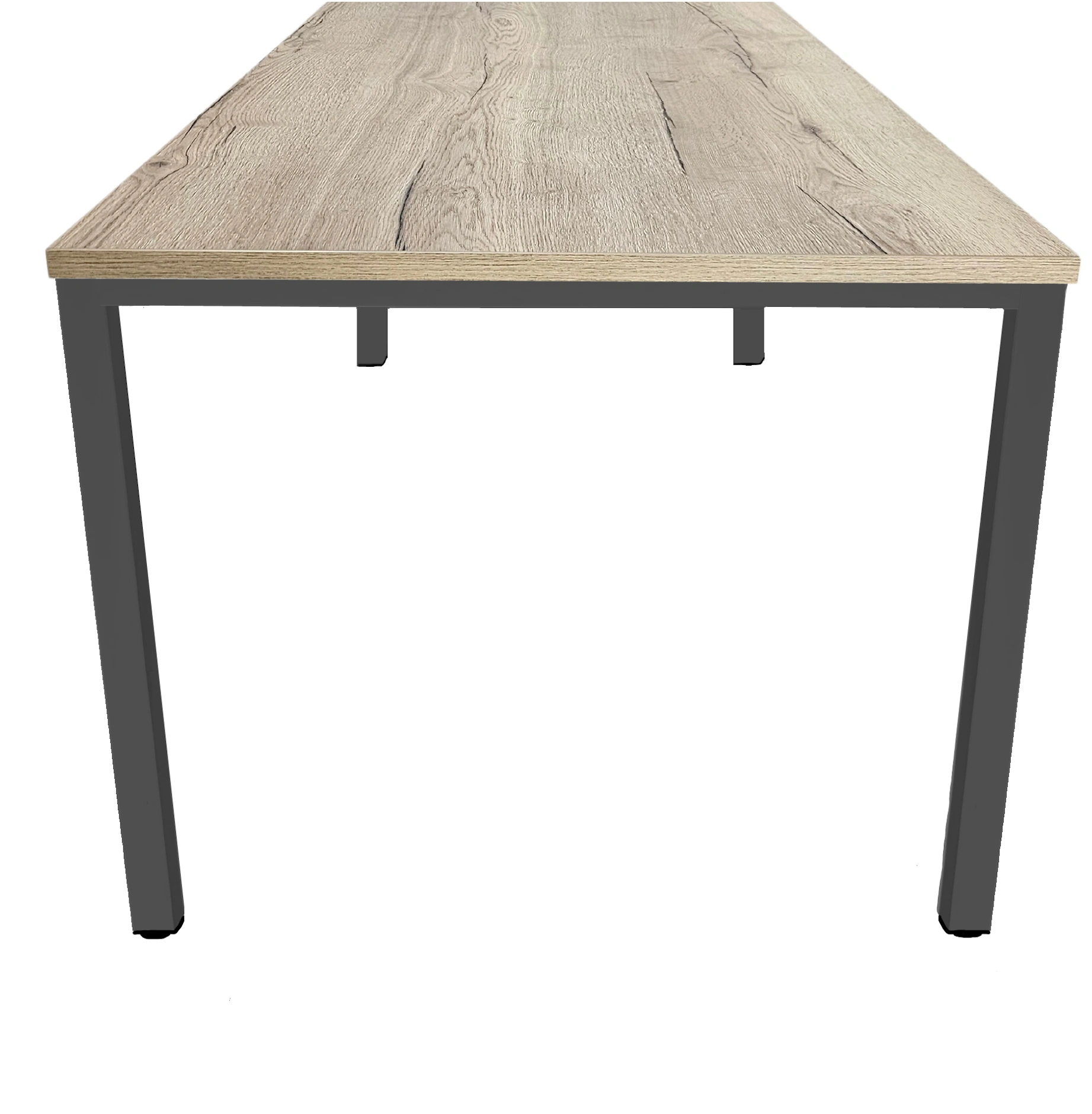 Budget 4-poots Vergadertafel recht 200x100cm Zwart Natuur eiken