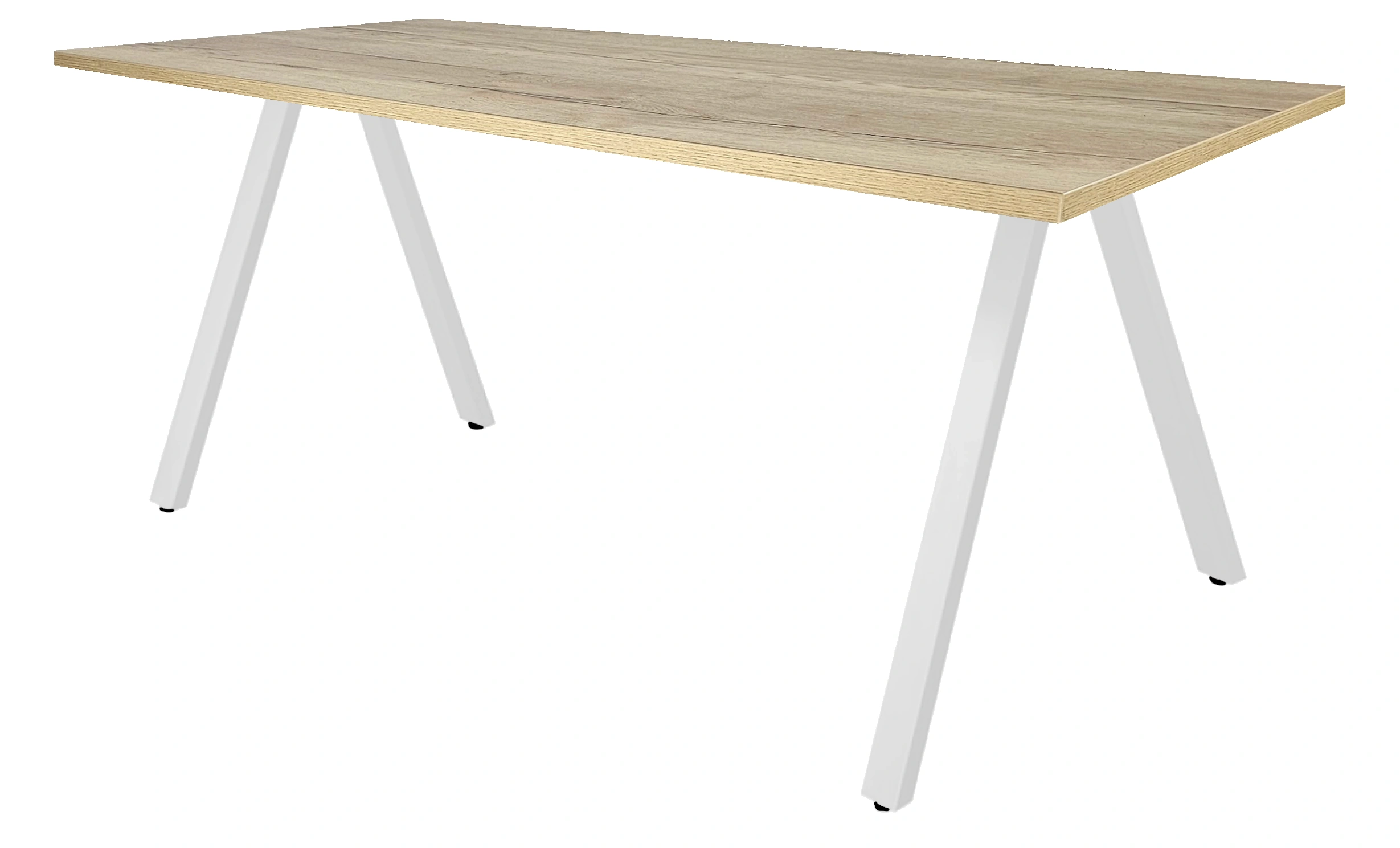 V-poot Vergadertafel recht 200x100cm Wit Natuur eiken