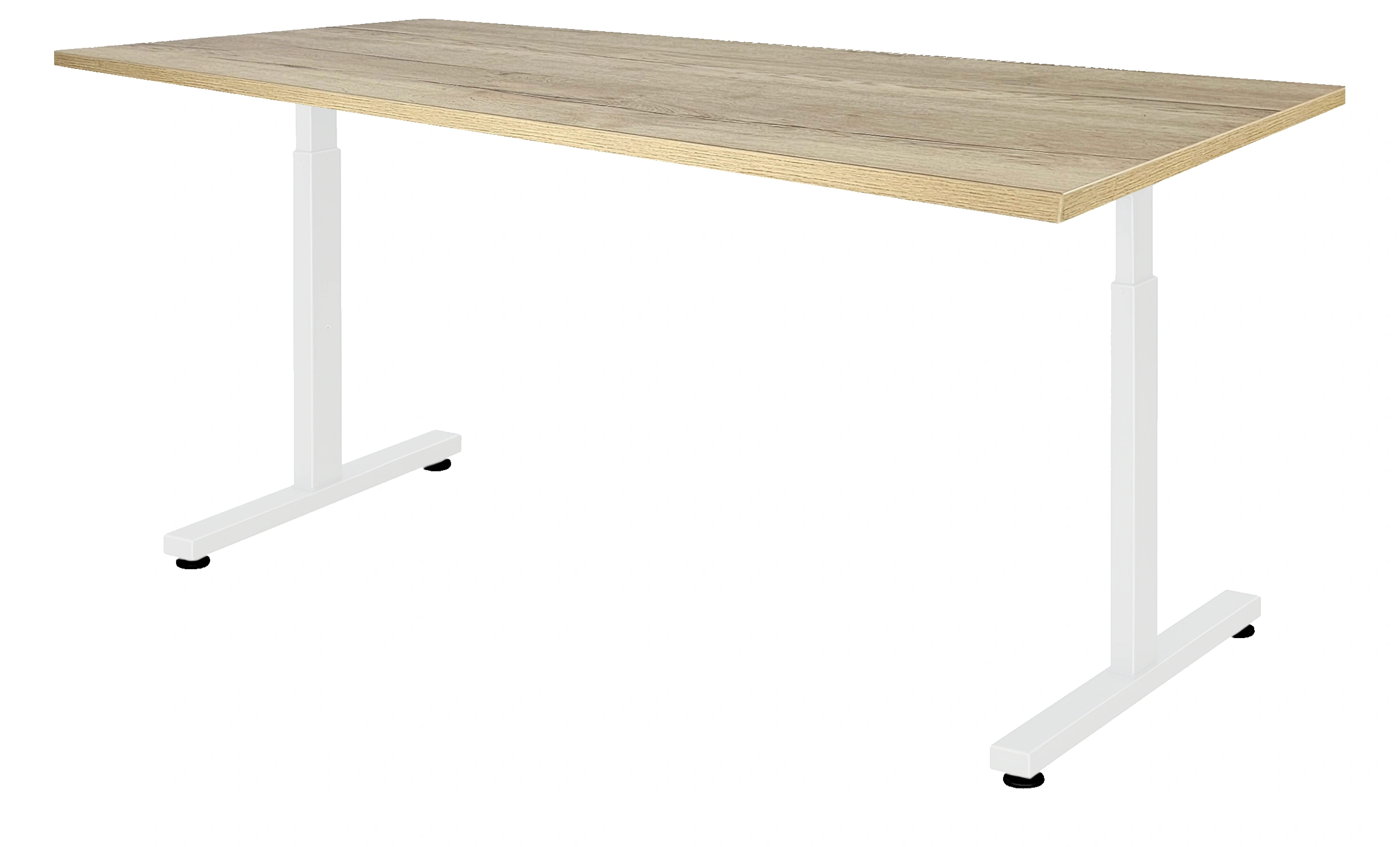 Vamo T-poot Vergadertafel recht 180x80cm Wit Natuur eiken