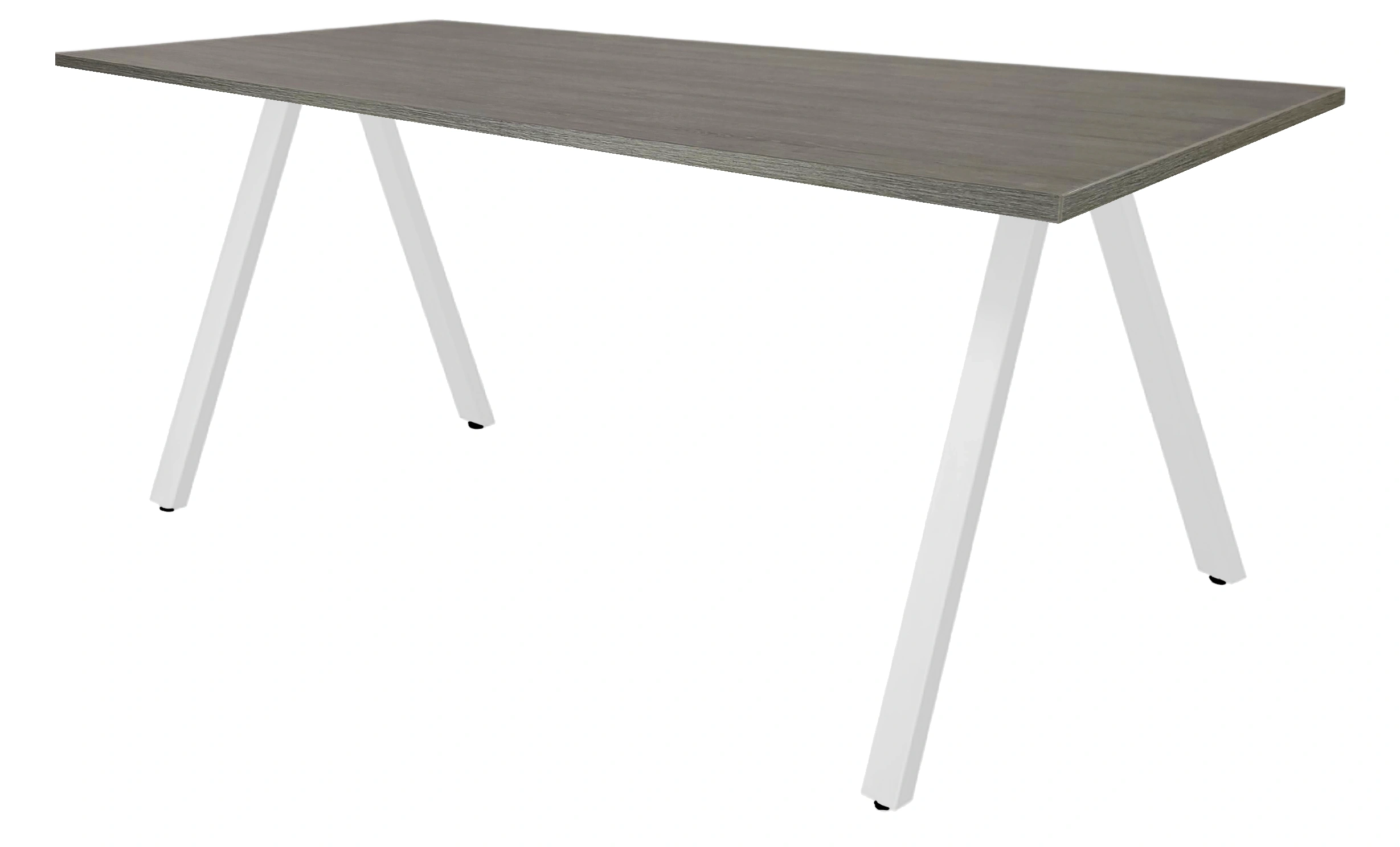 V-poot Vergadertafel recht 180x80cm Wit Bruin eiken