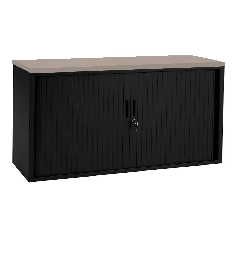 Roldeurkast Zwart 72 x 120 x 43 cm Met topblad Cuando