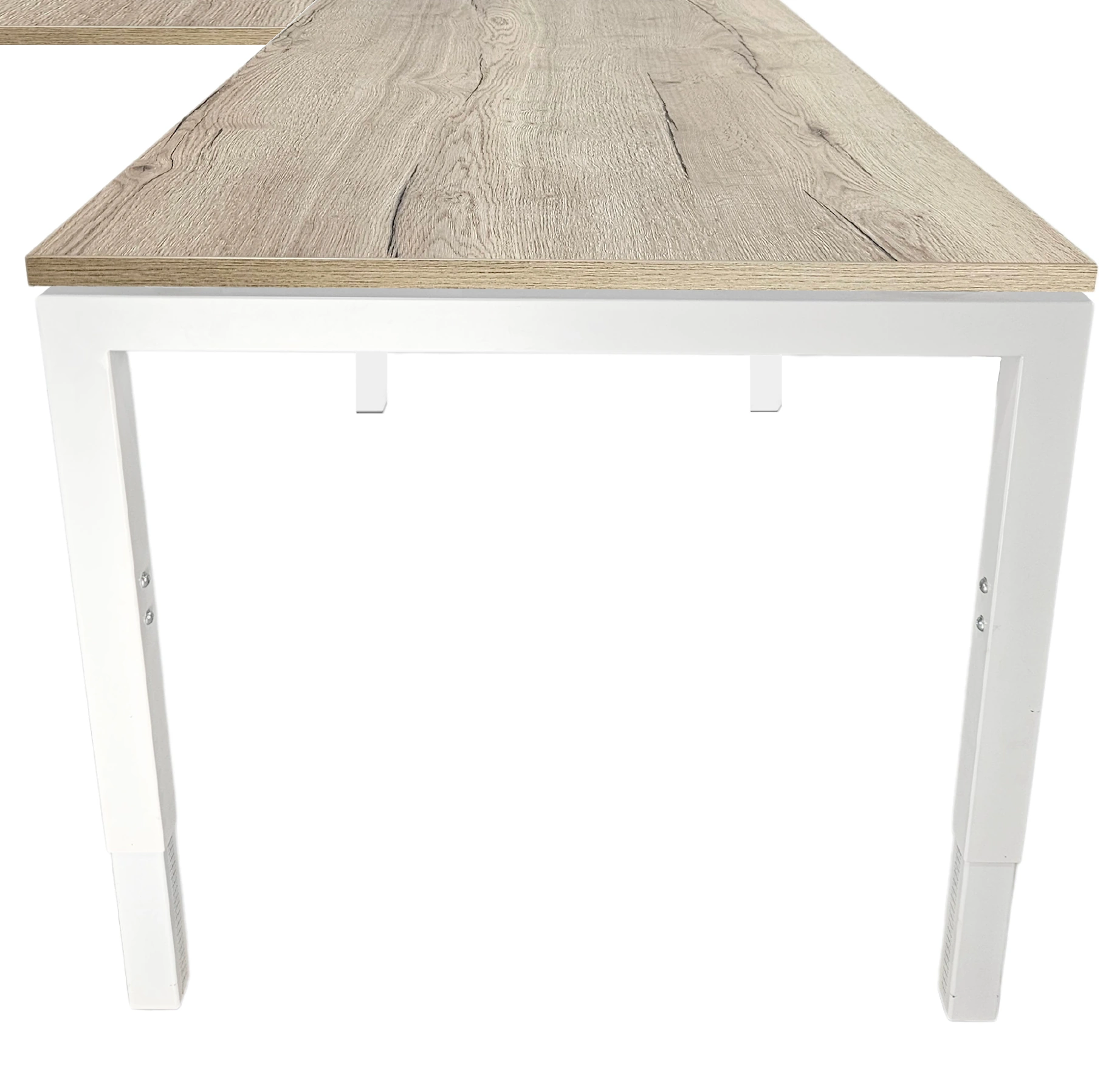 Vida 4-poots Verstelbaar Hoekbureau 200x200cm Wit Natuur eiken