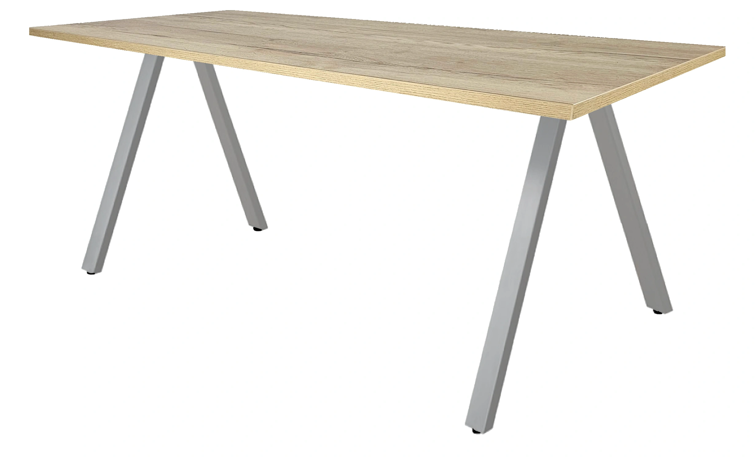 V-poot Vergadertafel recht 120x80cm Aluminium Natuur eiken