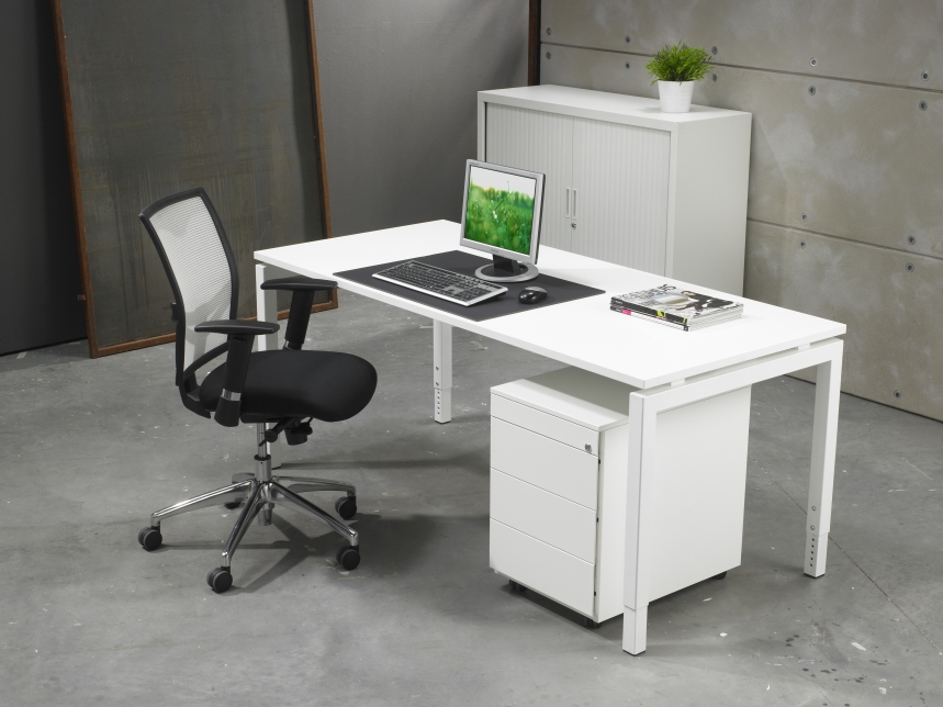Verstelbaar Bureau Vida 4-poots 120x60cm Wit Midden eiken